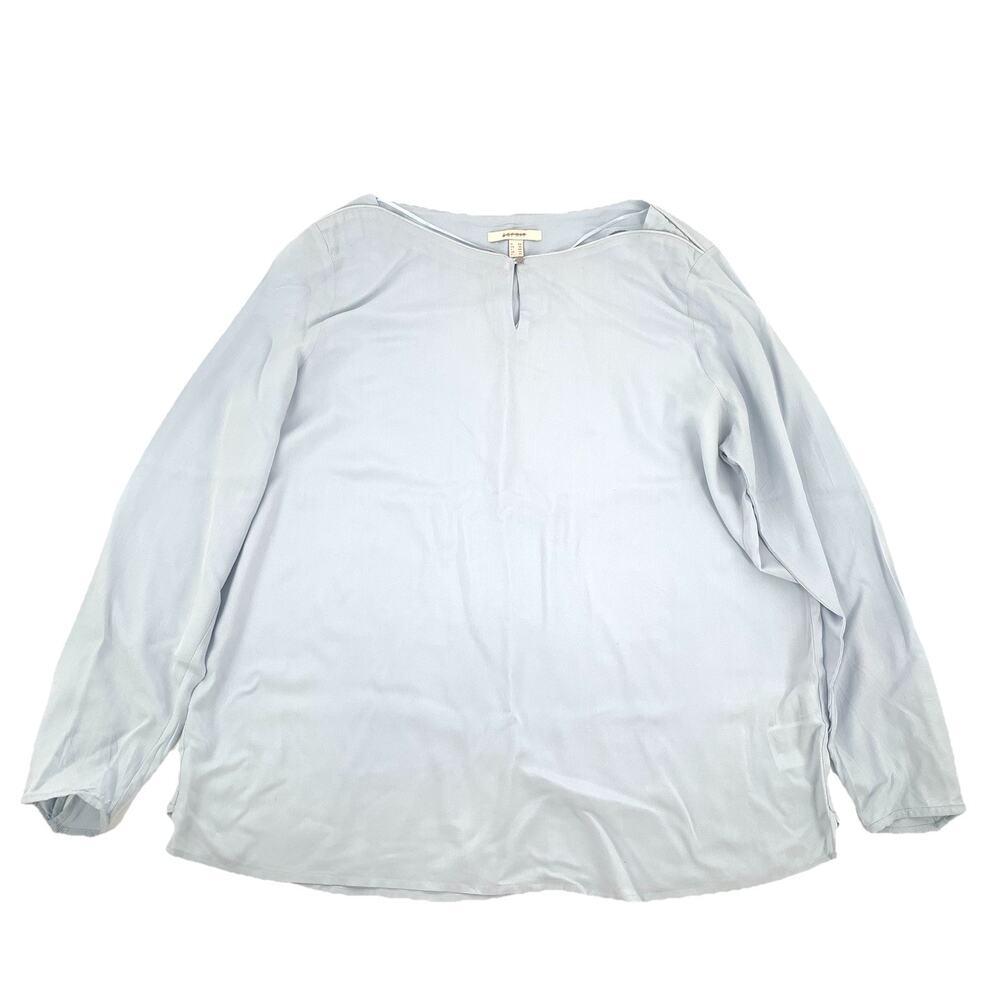Esprit Long Sleeve Viscose Blouse Size 14 Womens Light Powder Blue Career XL